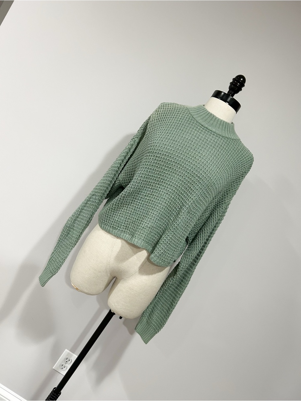 Hollister Waffle-Knit Sweater in Sage